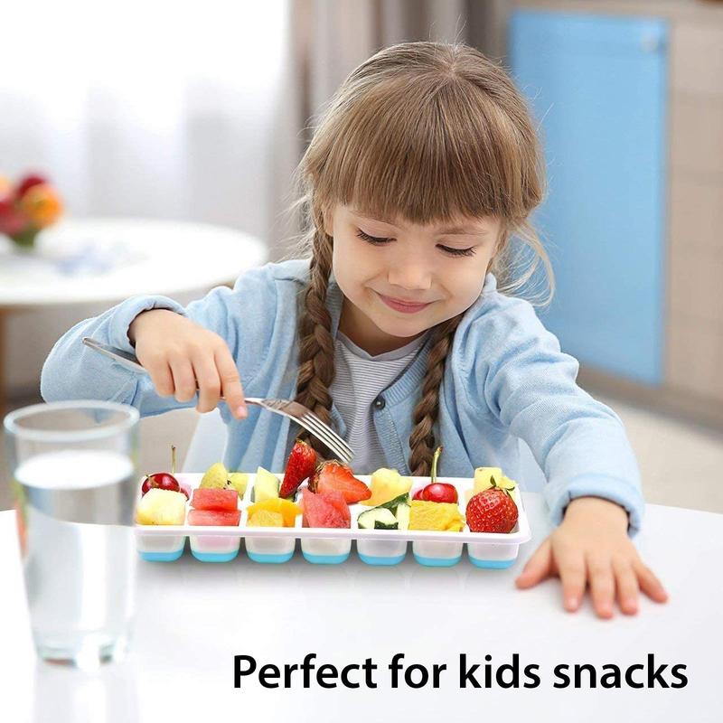 Silicone Ice Cube Trays Stackable Easy-Release Free Cocktail Freezer 4 Pack Ice Cube Tray with Lid Easy to Clean Ice Cube Moulds Save Freezer Space Reusable Ice Trays BPA Free Flexible Silicone Ice Cube Trays Removable Cubes for  Drinks  Kitchen Set 5