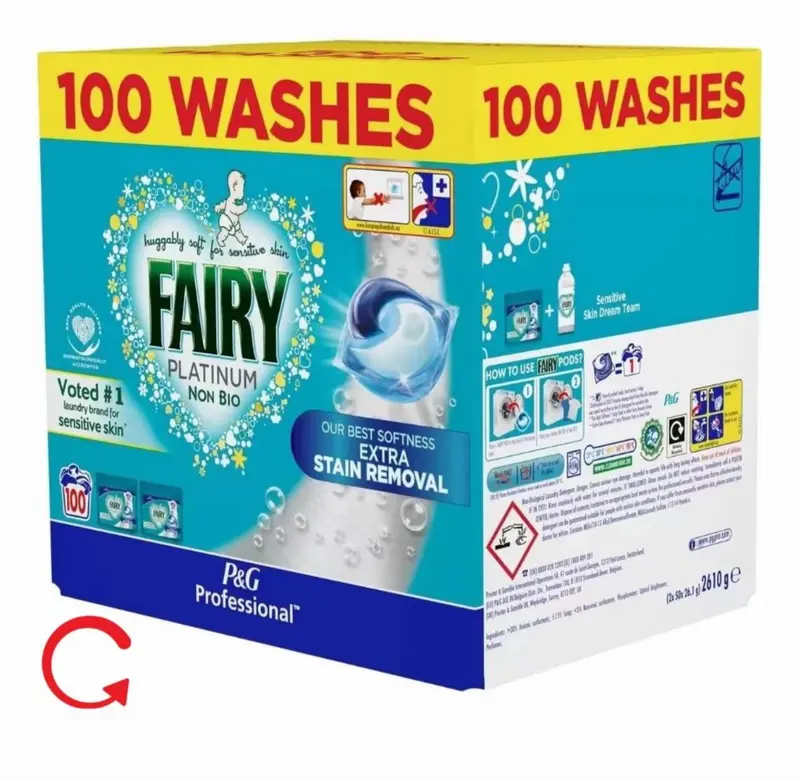 Fairy Platinum Pods 100 Washes Non Bio Pods With Extra Stain Removal Household 1