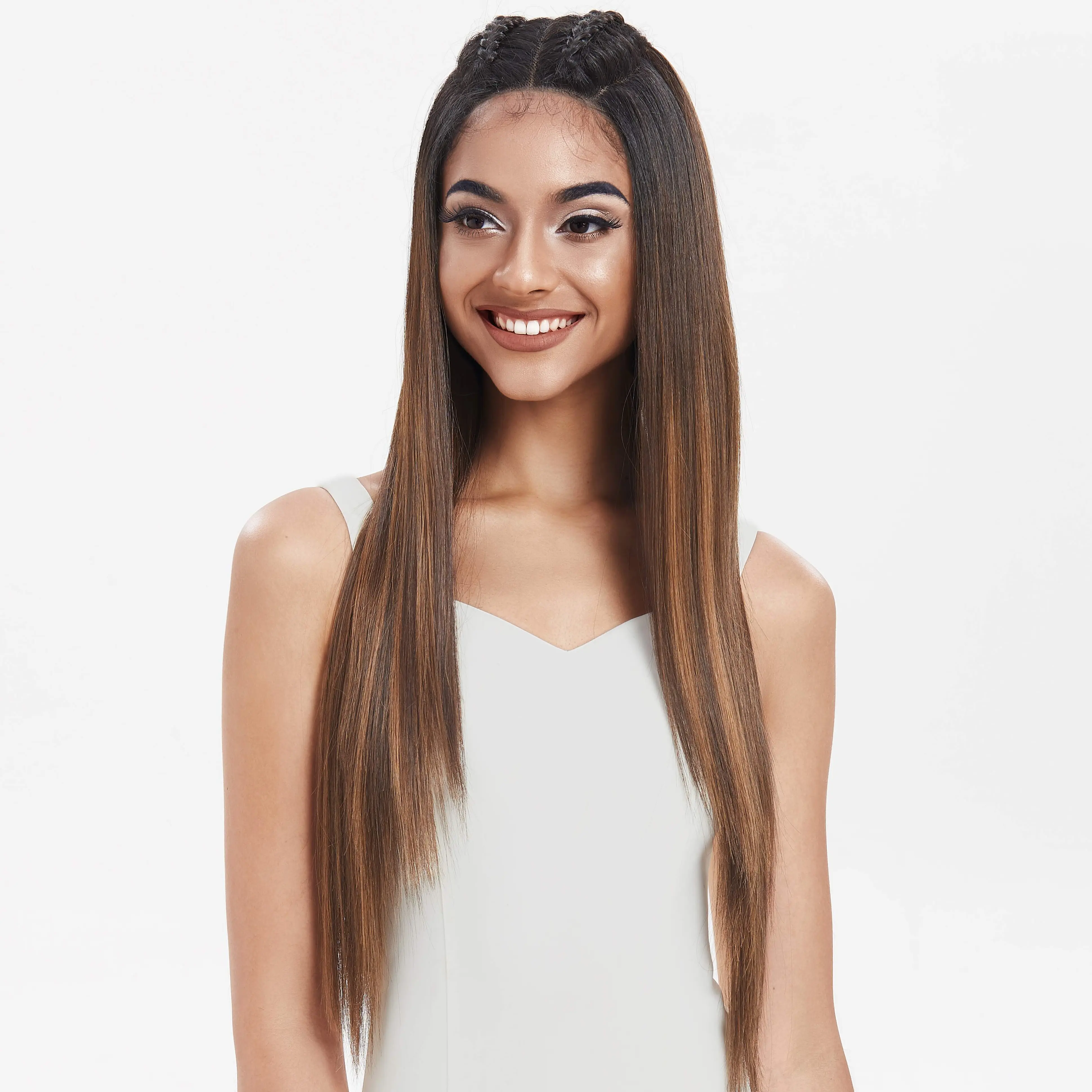 Sleek SCARLETT Spotlight Premium, Human and Synthetic Hair Mixed Blended Lace Wig Long Straight Wig