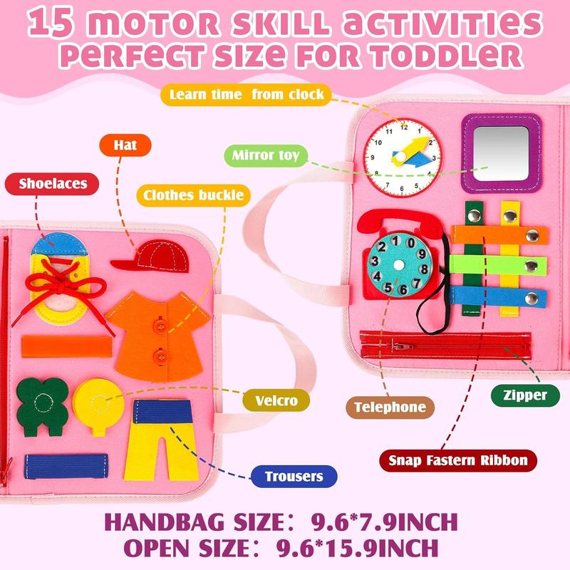 Busy Board Montessori Toys for 1 2 3 4 Year Old Girls Toys Age 1-4, Travel Toys Sensory Activity Board, Kid Learning Educational Toys Gifts Interesting Toddler Toy 1
