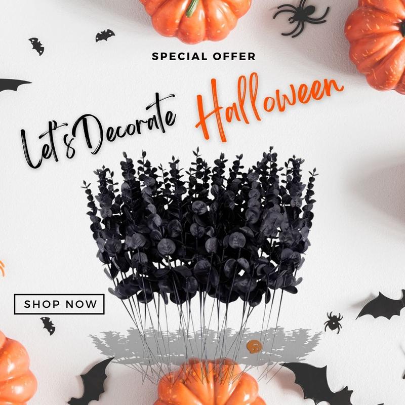 10 pc Black/White/Mix Eucalyptus Stems for Home Decor - Plants, Perfect for Festive Decorations - Ornaments, Set Ornaments Set Kitchen Spooky wax  melts 5