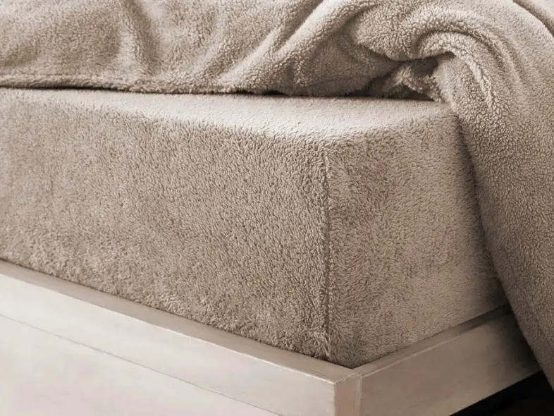 Teddy Fleece Fitted Sheet with Extra Deep Warm 30 cm Pocket, Plain Thermal Warm Soft Cuddly Fluffy Cosy Bedding