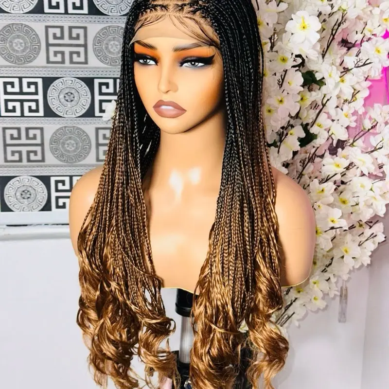 French Curls Braided Frontal and 5x5 Closure Unit Wig