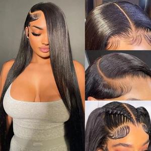 13x6 Lace Front Wigs Human Hair Pre Plucked Straight Human Hair Wig with Lace Front Wigs Human Hair Pre Plucked with Baby Hair 180Density 13x4 Transparent Straight Lace Front Wigs for Women Human Hair Glueless
