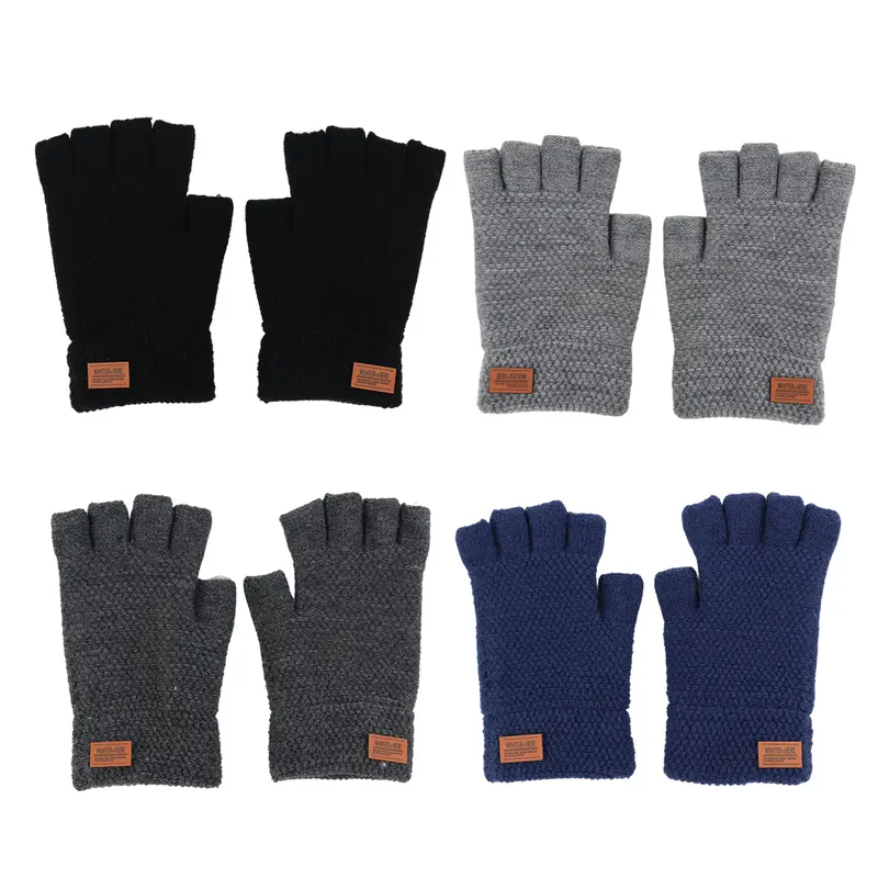 ATRACTIVOLL 1/3pair Men's and women's gloves winter warm alpaca hair fingerless knit gloves Work warm gloves Outdoor cycling touchscreenable gloves 7