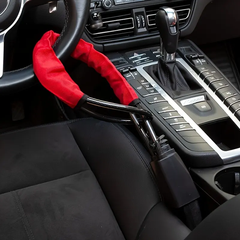 Premium Car Anti-Theft Locking System: Reinforced Steel Cable, Versatile Handlebar Lock, & Adjustable Seat Belt Snap Lock for Maximum Vehicle Security 0