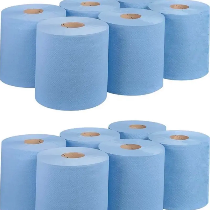 Premium Quality 2-Ply Blue Centrefeed Paper Hand Towel Rolls - Pack of 12 - Toilet, Wipes Cleaning Sheet