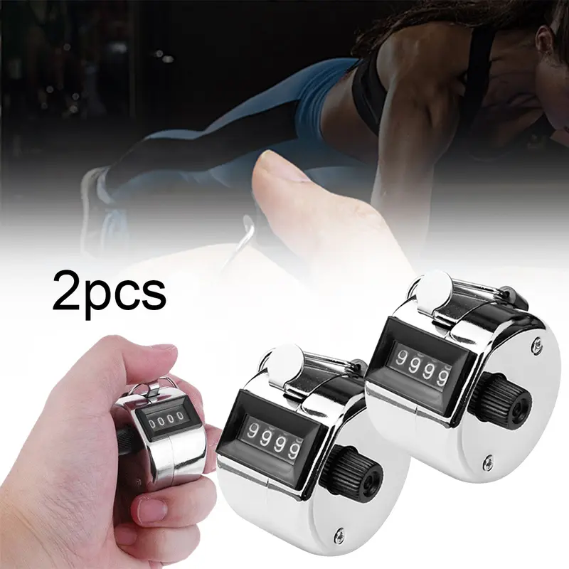 2PCS Metal Handheld Tally Counter 4-Digit Number Hand Mechanical Counters Clickers Pitch Counter For Coaching Practical Count Accessories 0