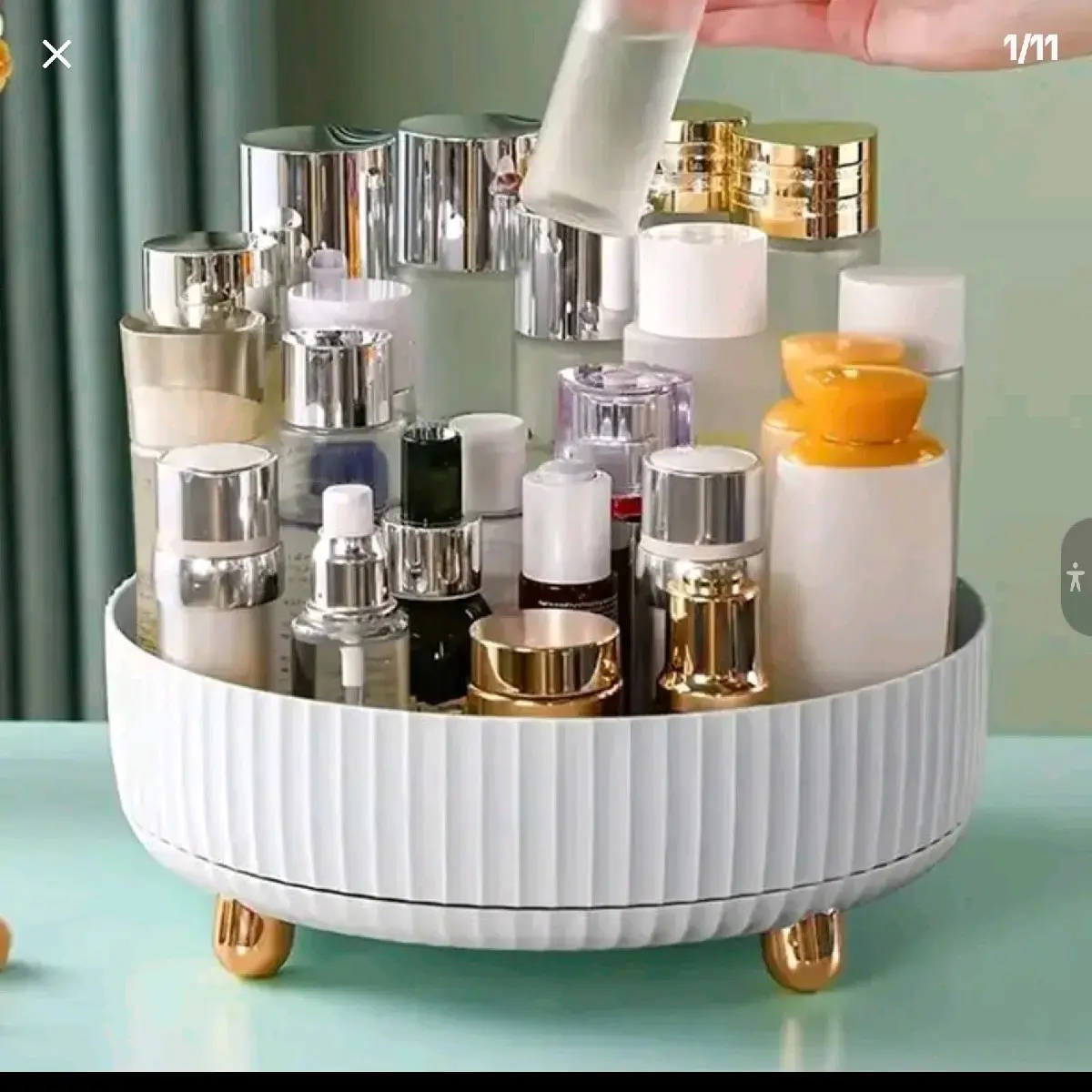 Rotatable Makeup Desk Organizer,1 Piece Cosmetic Storage tay, Skincare Organizer,for Dressers for Bathroom, Dressers Countertop Organizers, Round Cosmetics Organizer, Desktop Storage box, Desk Accessories, Room Decor, Home Supplies Plastic, Rotatable,