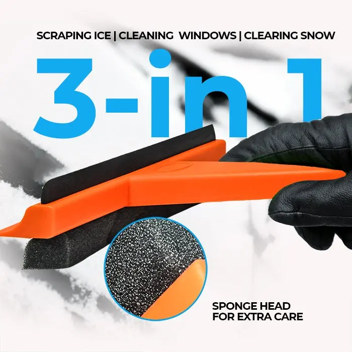 3 in 1 Ice Squeegee Ice Scraper (colour may vary) for cars and windows, Rubber Blade 3