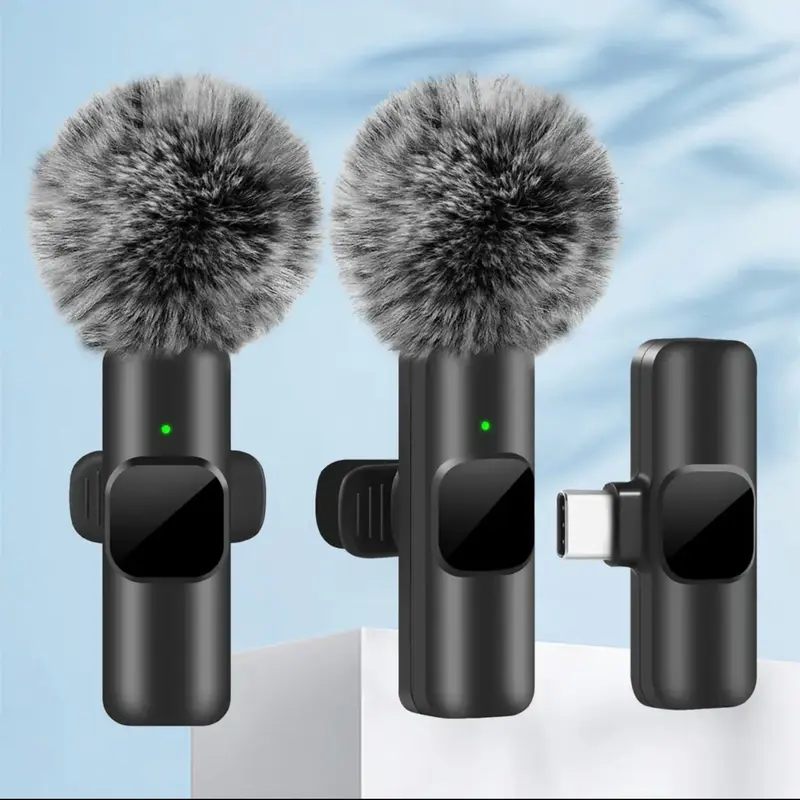 NEW Wireless Lavalier Microphone Audio Video Recording Mini Mic For iPhone and  Android Type C Laptop Live Gaming Mobile Phone Microphone Smartphone 1