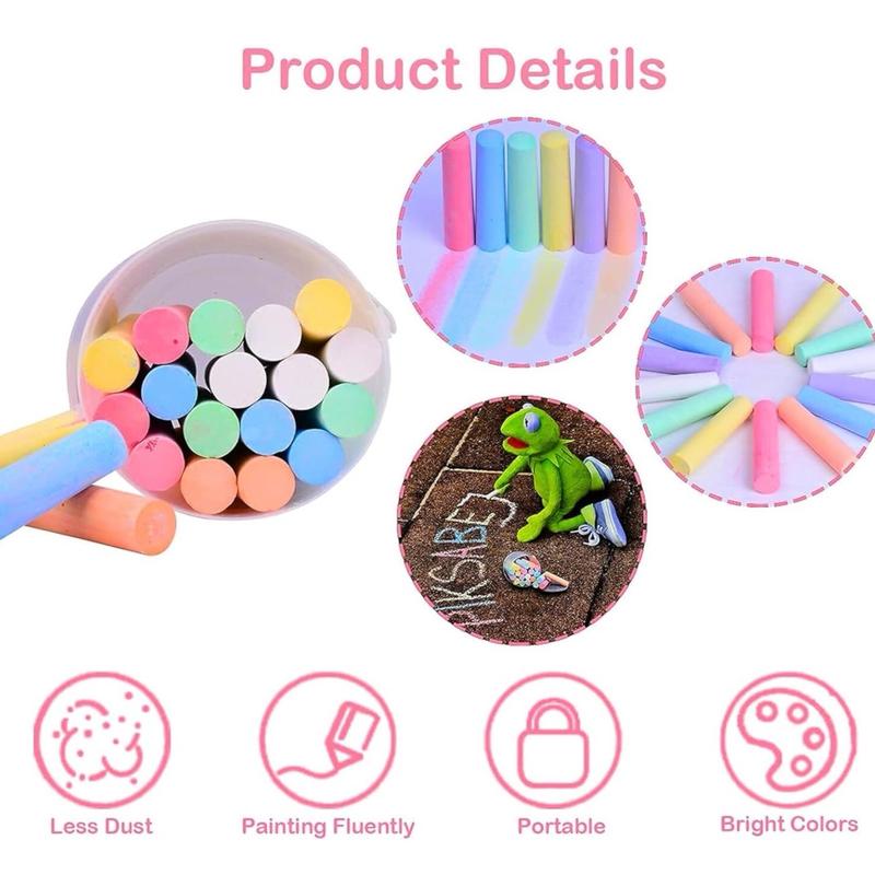 18 Pieces Chalk Set, Sidewalk Chalk, 3 Box Sidewalk Chalk for Kids, Chalk for Kids, Road chalk, Sidewalk Chalk Sets For Kids, Outdoor Art Activities for Kids Outdoor Side Walk Outside Drivewa 6371 4