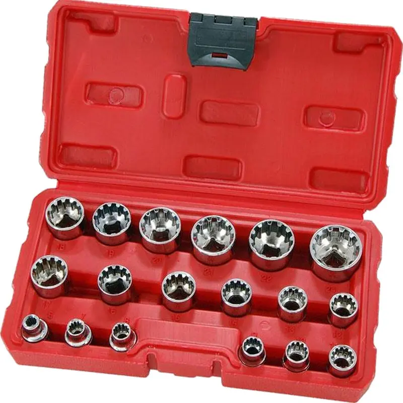 Neilsen Metric Multi Drive Sockets 6mm - 24mm Socket Set In Bmc 18pc 3/8" 3