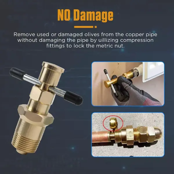 Olive Remover Tool, 15mm & 22mm Olive Puller Olive Remover Puller Tool, Not Damage The Pipe Solid Brass Pipe Fitting, Compression Ring Puller Plumbing Tool for Copper Pipe 4