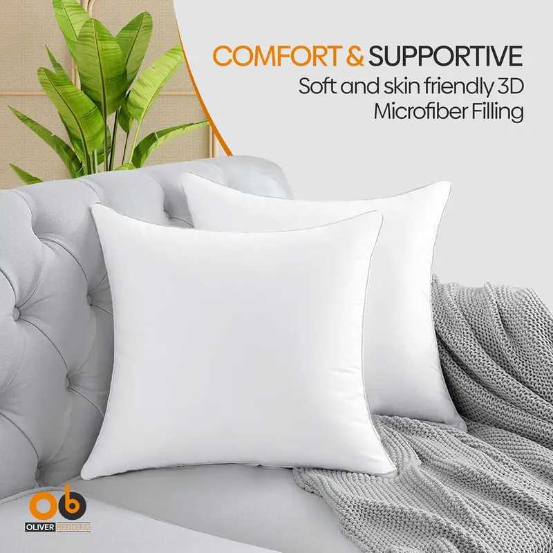 Premium Set of Hypoallergic Cushion Insert Decorative Square Pillow Stuffer for Sofa Couch Cushions inserts 2 pack - [SAME DAY DISPATCH] 4