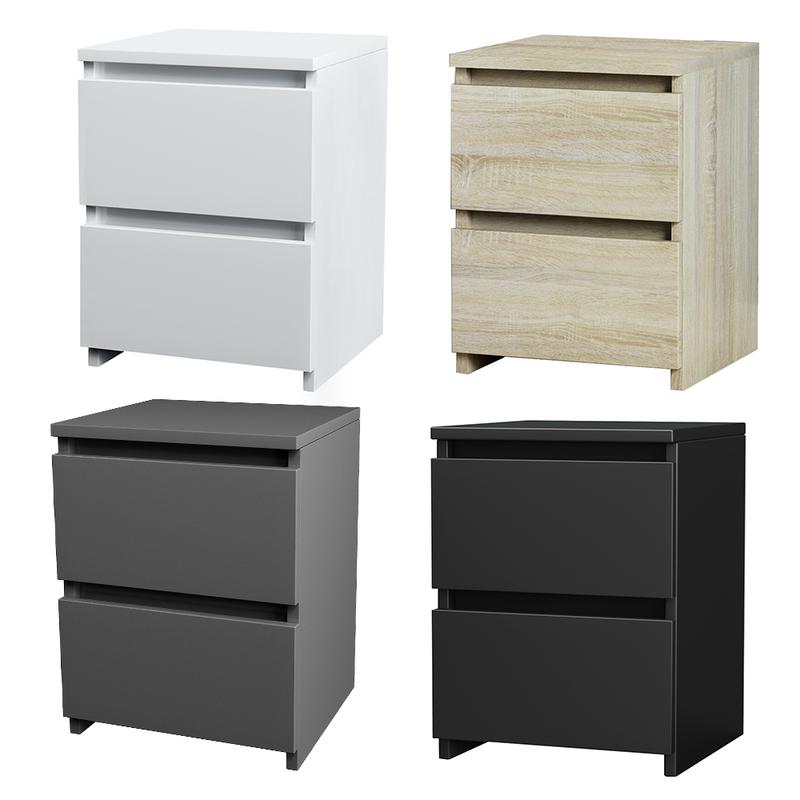 Sundaze Chest of 2 Drawers Bedside Table Bedroom Furniture 30x30x40cm Slide  Drawer 1