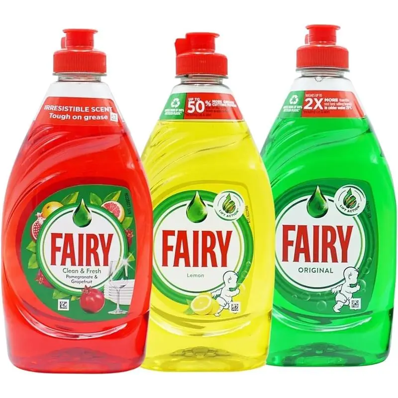 3 Pcs Washing Up Liquid Mixed Pack: Original, Lemon, and Pomegranate 320 ml Household Bottles Cleaner Cleaner Cleaning Scented Perfume 0