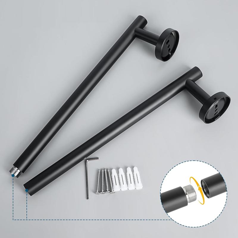 Product Introduction of Towel Rail Wall Mounted Black Towel Holder Bathroom Towel Bar for Hand Towel SUS 304 Stainless Steel 5