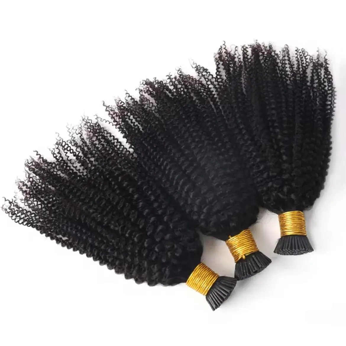 Kinky curly i-tips hair extensions