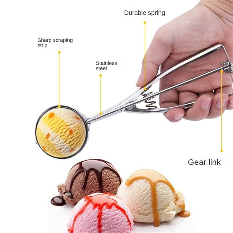 4/6cm Cake Mechanical Cookie Dough Ice Cream Scoop Stainless Steel Spoon UK 1