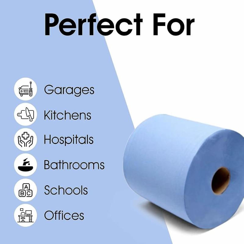 Active 6 x Blue Centrefeed Towels Roll 2 Ply Embossed Paper Tissue Gym Wall Mounted Rolls 1