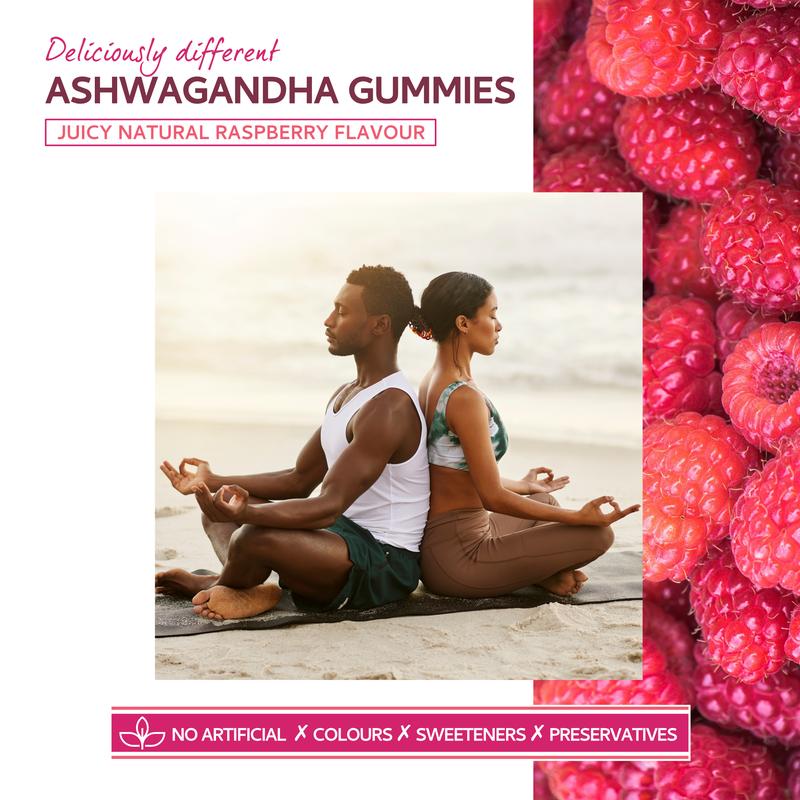 Fuel My Life | Ashwagandha Gummies - 60 Gummies – High-Strength 1200mg | Serving with 5% Withanolides | Daily Adaptogen Supplement, Natural Raspberry Flavour, Vegan-Friendly Stress Relief & Mood Support Chewables | 4