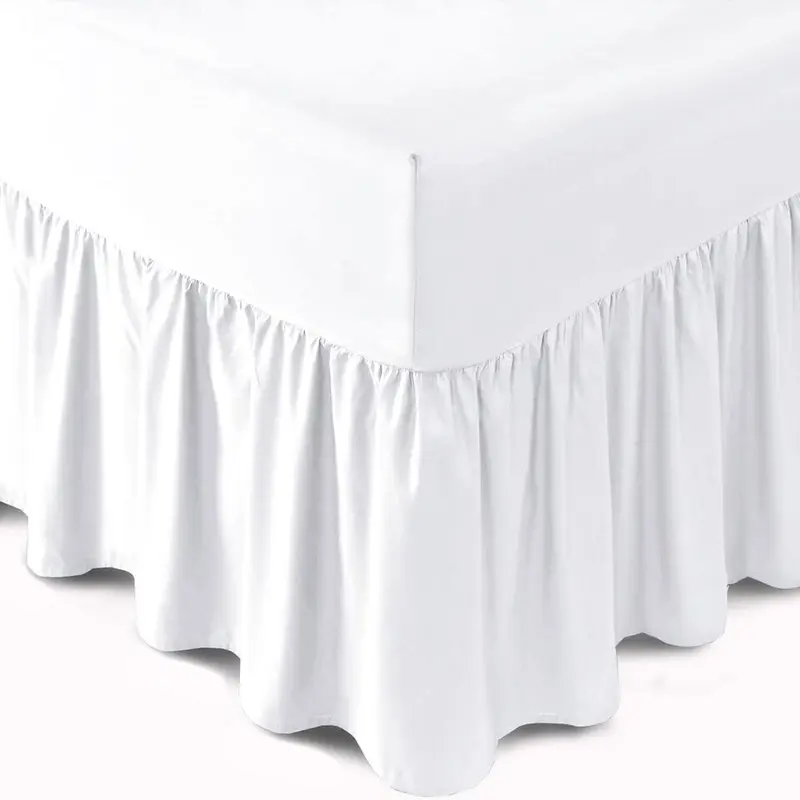 Easy Care Plain Dyed Polycotton Valance Sheet Super Soft Shrinkage Fade Resistant Frilled Valance Bed Skirts Extra Deep Fitted Valance Bed Sheets (White, Super King) 2