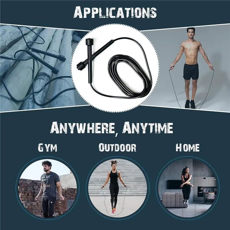 Adjustable Skipping Rope for Adults, Men, Women & Kids – Speed Rope for Fitness, Fat Burning, Boxing, Home Exercise with Non-Slip Handle 4
