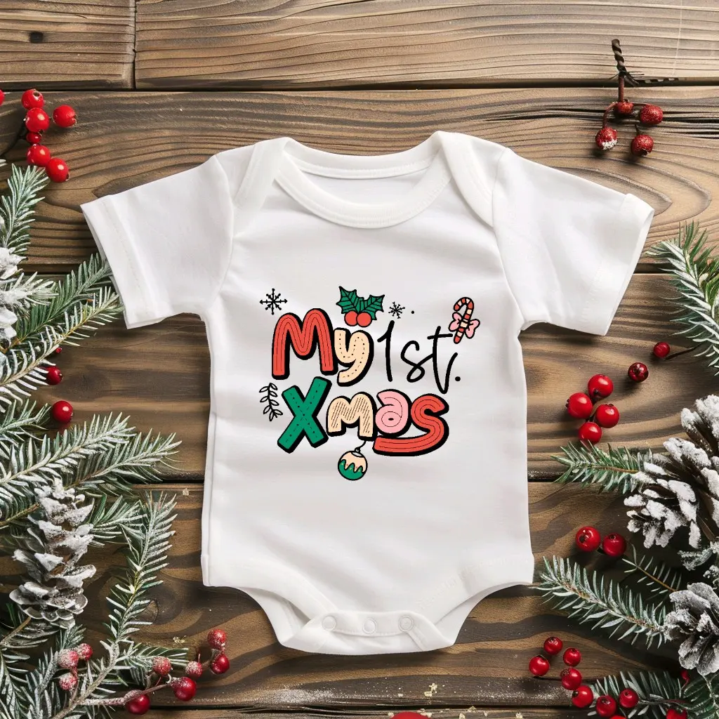 Baby Vest First Christmas 100% Super Soft Cotton