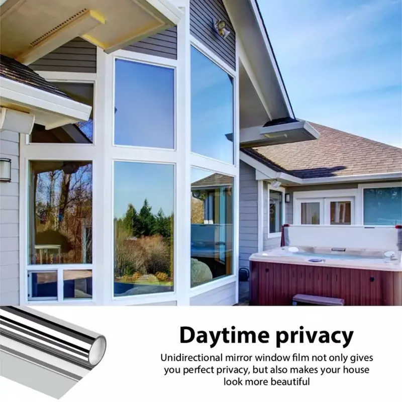 One Way Mirror Window Film Reflective Home Privacy Solar Tint Foil Glass Sticker, 60x400cm and 76x400cm 6