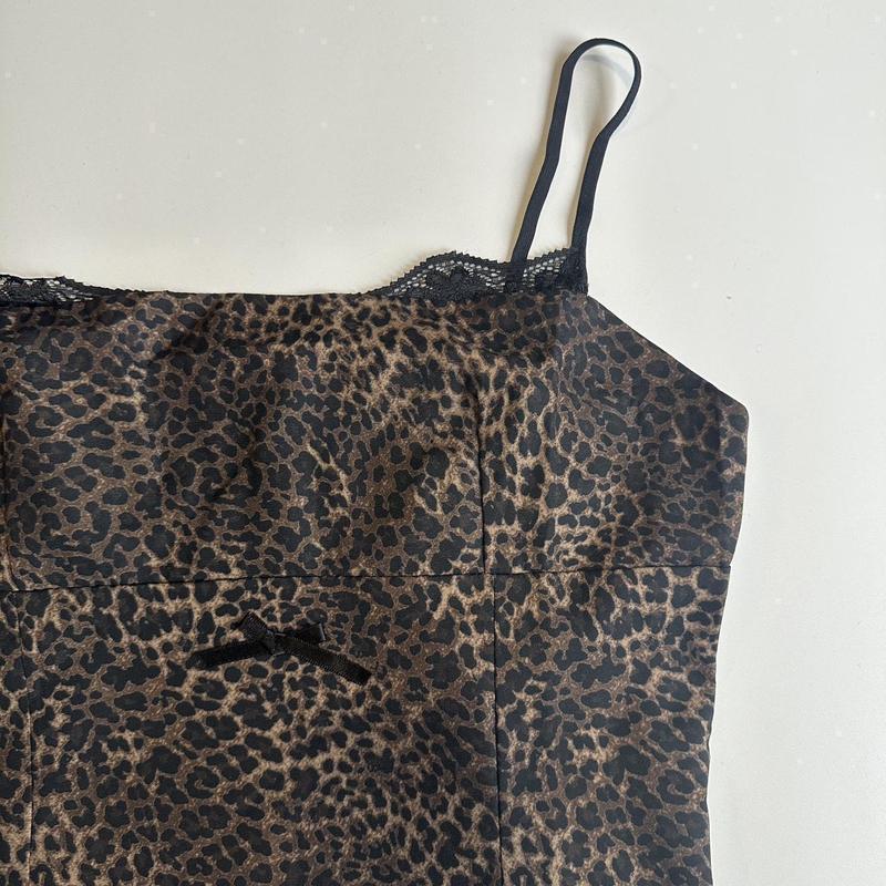 Leopard Print Camisole Cami Top Bow Lace Viral Womenswear Y2K Style Comfort Casual Style Fashion Adjustable Chic Day 2