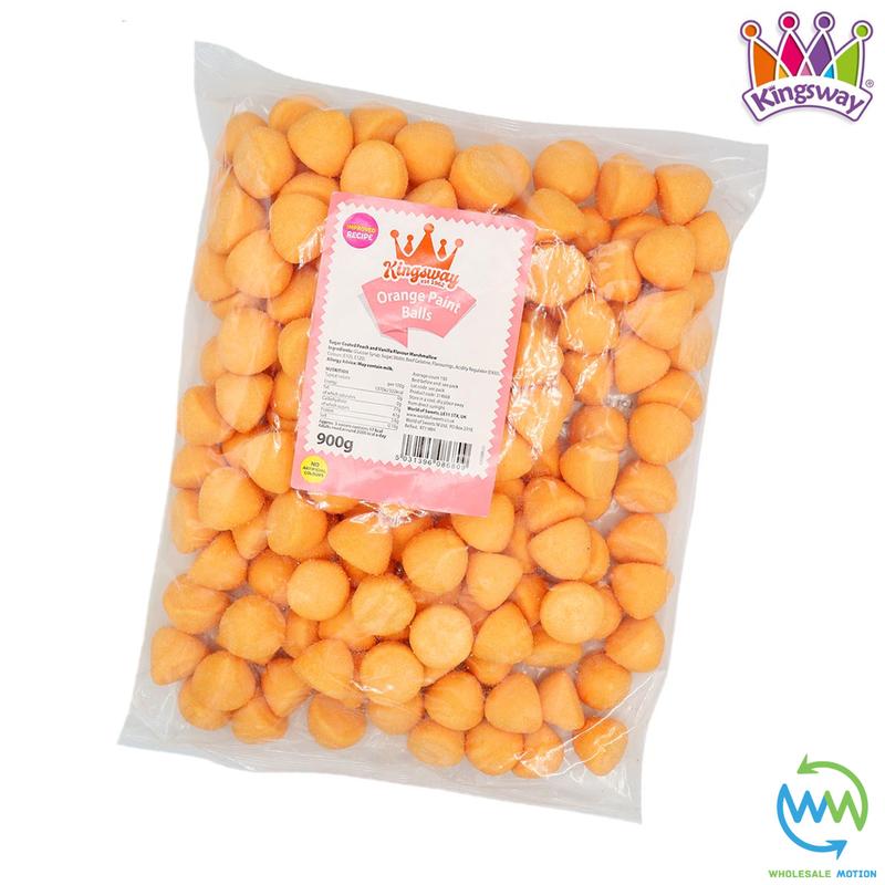 ORANGE PAINT BALLS Sweets PEACH Gummy Candy MARSHMALLOW Jelly GUMMIES Jellies SUGAR COATED Mallow Vanilla Snack Kingsway PICK N MIX UK 2