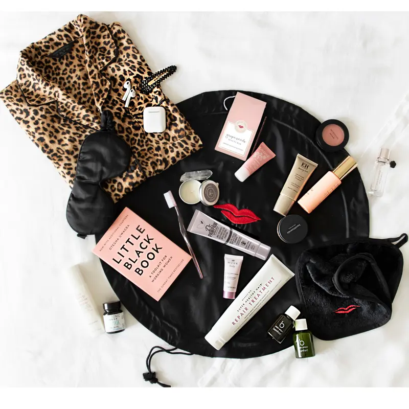 Open Flat Drawstring Makeup Bag in Classic Black 2