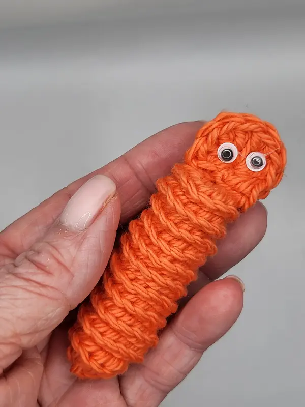 Cotton Crochet Worry Worm. Great for anxiety. Fab for blazer pockets. 7