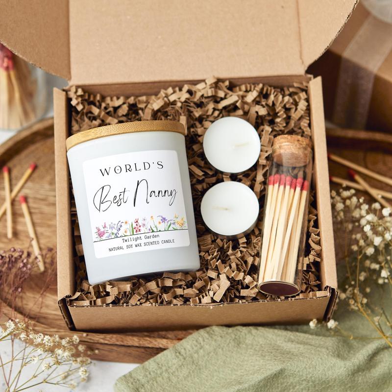 World's Best Nanny Birthday Candle Gift, Nana Mothers Day Presents, The Best Nanny Mothers Day Scented Candle For Gran, Grandma Candle Gift Set, Granny Gift Wood Wick Candle in Glass  Jar for Decor, Beautiful Fragrance 1