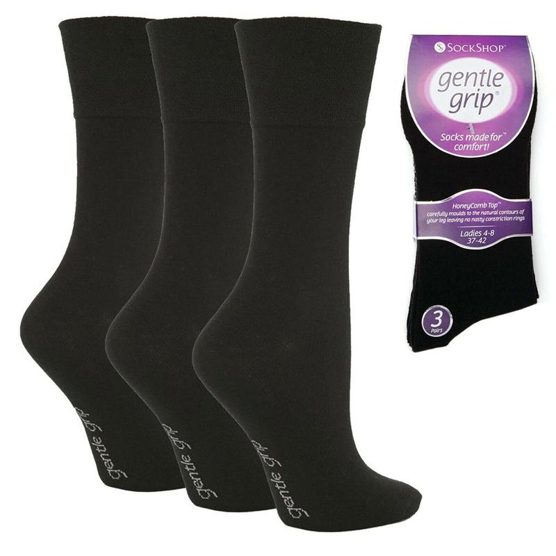 New 3/6 Pairs Gentle Grip Non Elastic Diabetic Soft Cotton Socks Men Women UK4-8 Menswear Day Plain Long 1