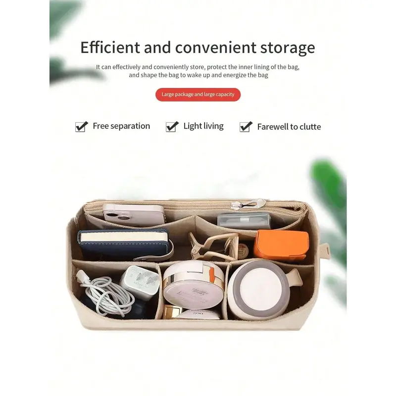 [NEWS]1PC Beige Inner Bag, Organizing Bag Inside The Bag, Anti Deformation Storage In The Middle Bag, Storage Bag With Supporting Inner Lining, Tote Bag Inner Bag, Suitable For Classified Storage Inside The Bag,Backpack Organization And Carrying[S12] 4