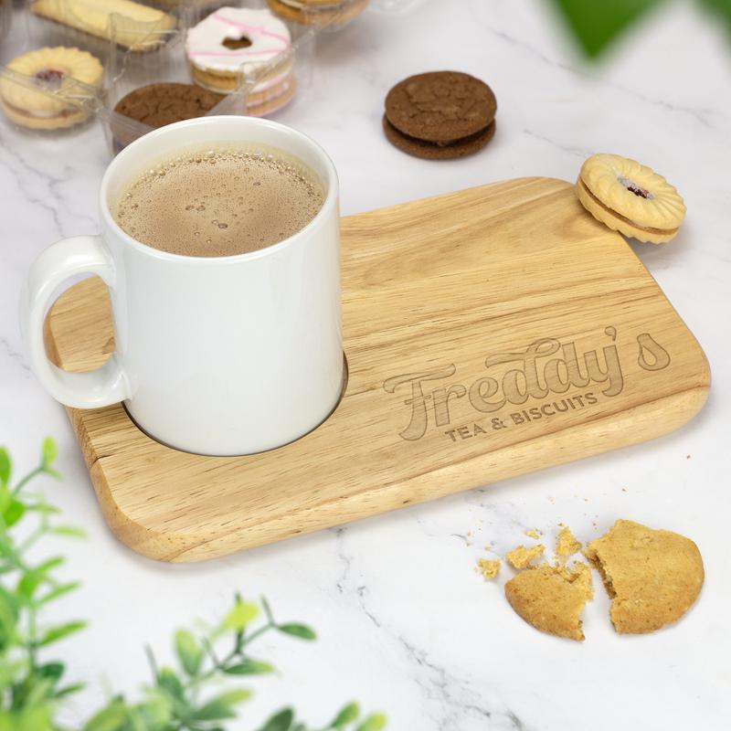 Personalised Custom Engraved Wooden Tea & Biscuit Board Serving Board Novelty Gift Birthday Valentines Housewarming Wedding Christmas 6