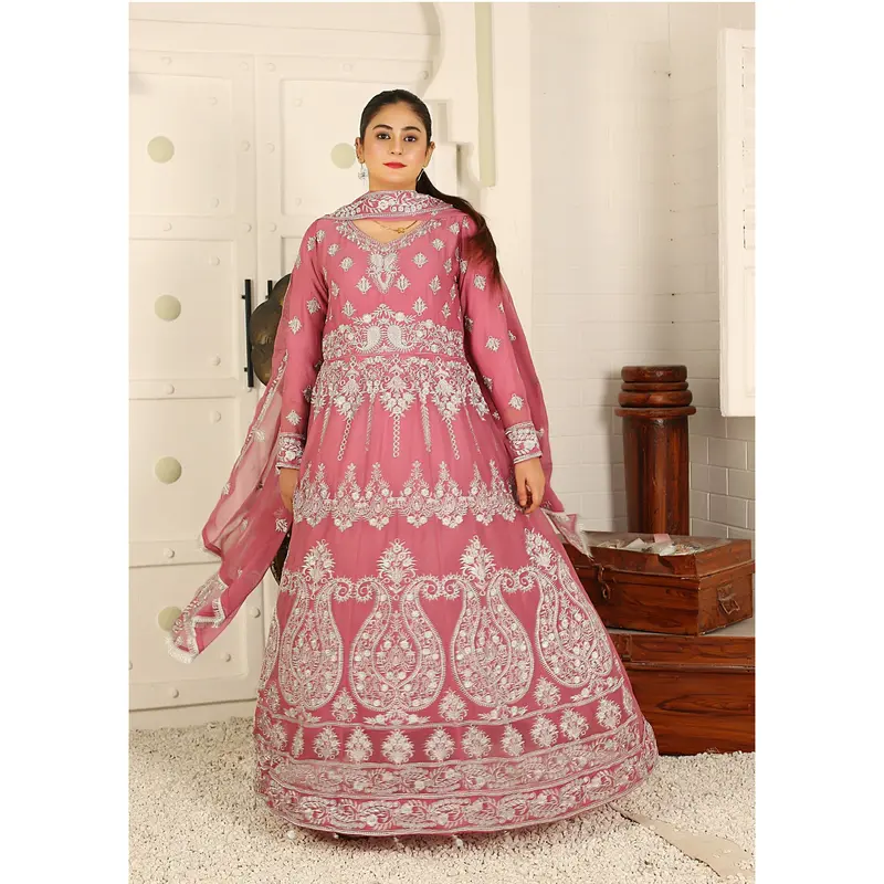Mother & Daughter Ready to Wear Chiffon Maxi Dress Pink D-301 | Shop Pakistani Dresses 3
