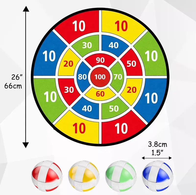 26" Double Sided Dinosaur Dartboard Indoor/Outdoor Game 16 Sticky Balls 4