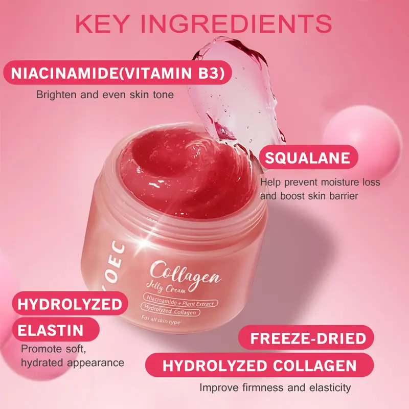 Collagen Jelly Face Cream Face Moisturiser with Niacinamide & Hydrolyzed Collagen - Boosts Skin's Barrier Hydration and Glow for All Skin Type Moisturizers Skincare Comfort Skin Repair 6