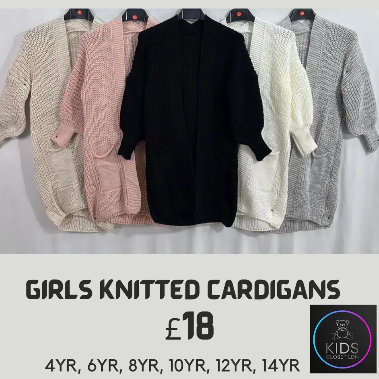 Girls Balloon Sleeve Knitted Cardigan