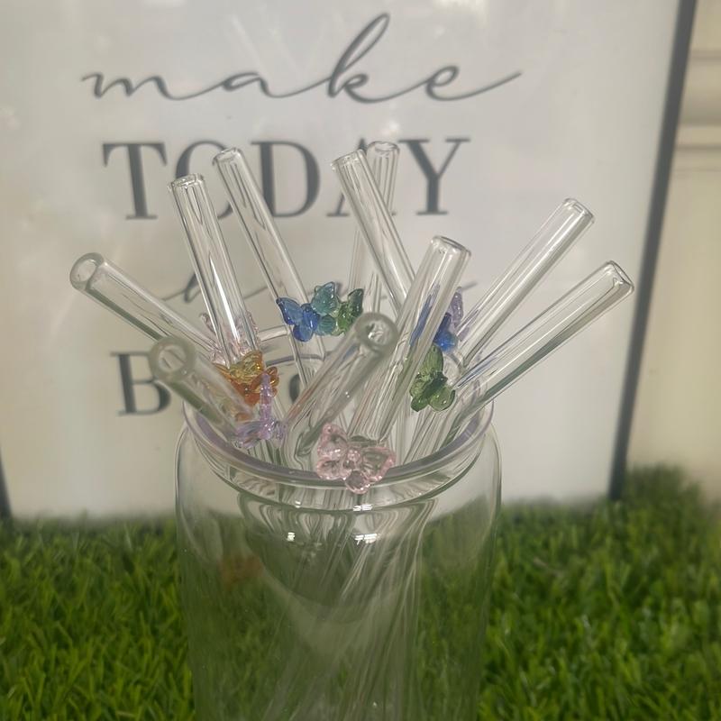 Glass Butterfly Straw for Cups Drinkware Reusable Glass - Libbey Cup, replacement straw, eco-friendly straw zak Cups & Saucers 0