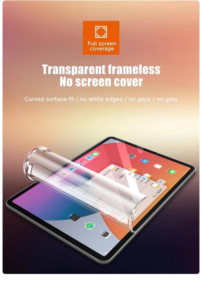 Product Introduction of 2Pcs Hydrogel Film For iPad Air 5 10.9 2022 iPad Pro 11 Air 4 for iPad 10.2 9th 8th 10.5 9.7 Mini 6 4 5 Liquid Screen Protector 13