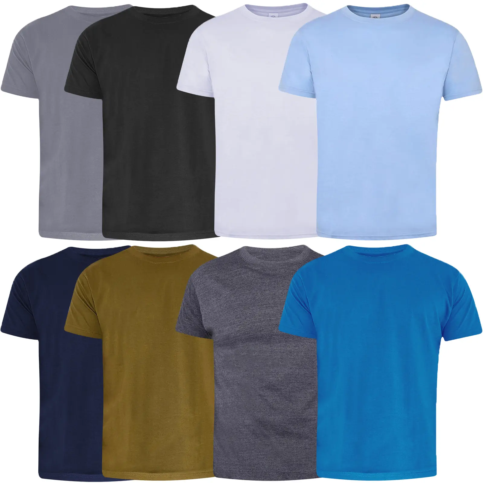 8 Pack Mens Assorted Crew Neck Short Sleeve T-Shirt Cotton BIG SIZES Tee Multipack S to 5XL