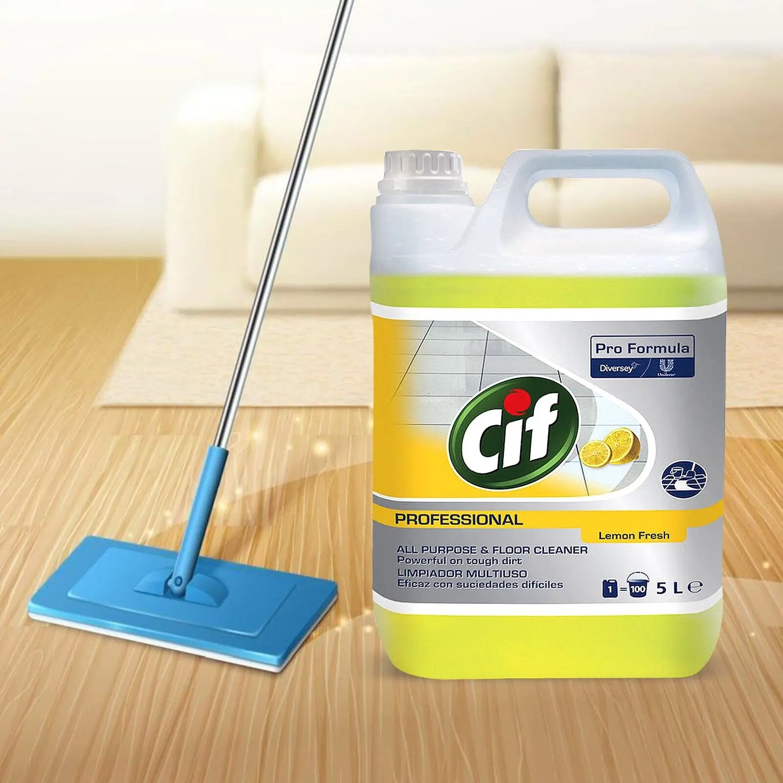 Cif Professional Powerhouse: Lemon Fresh All-Purpose Floor Cleaner - 5L of Pure Cleaning Excellence!