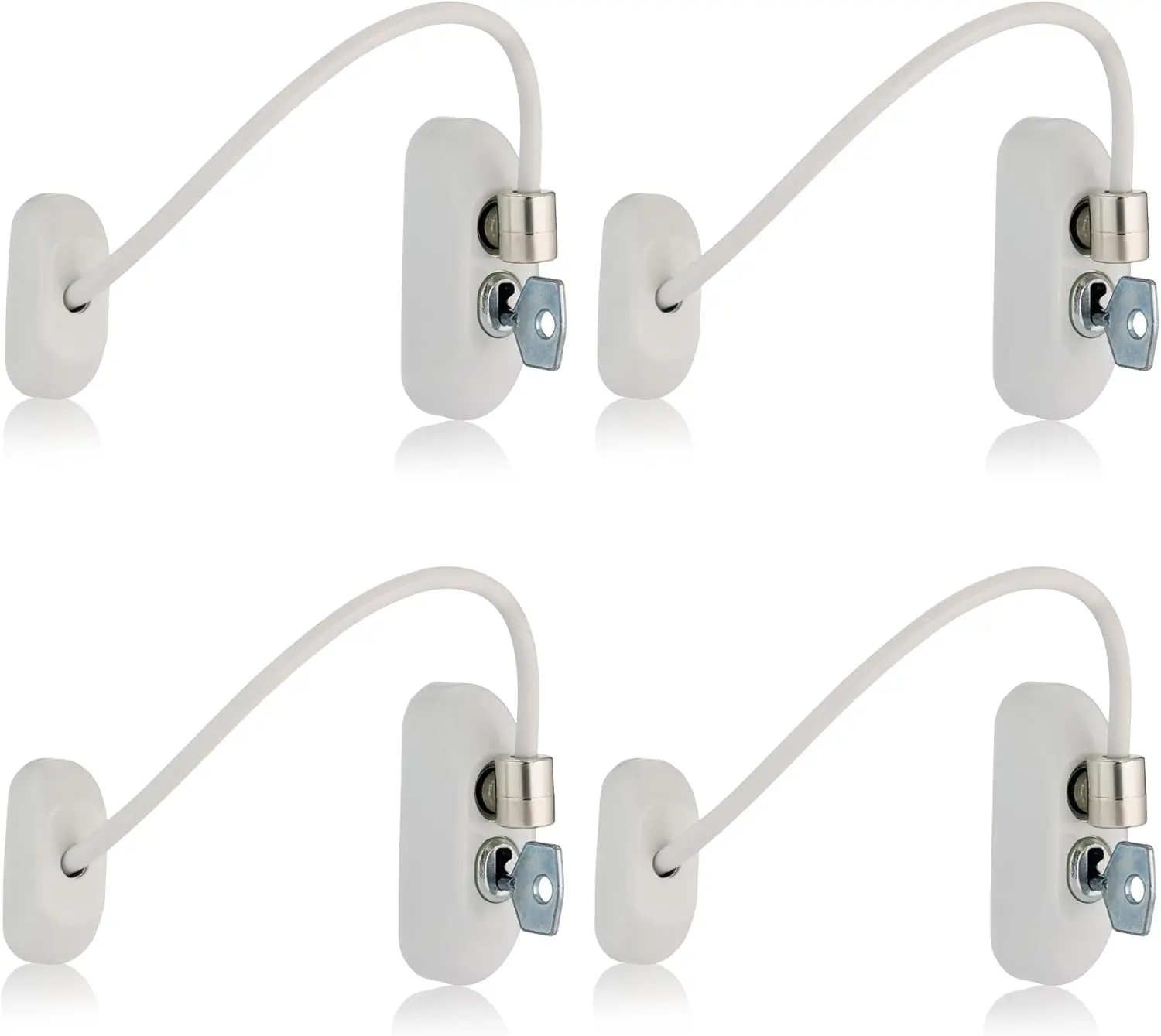 Key Locking Cable Window Restrictor in White - Child Safety and Window Security