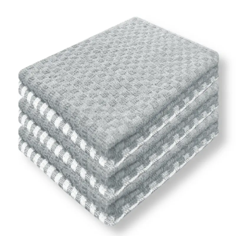 Mono Check Tea Towels Pack of 6 or 12 - Cotton Absorbent Long Lasting Kitchen Tea Towels Set Cleaning Cloth 2