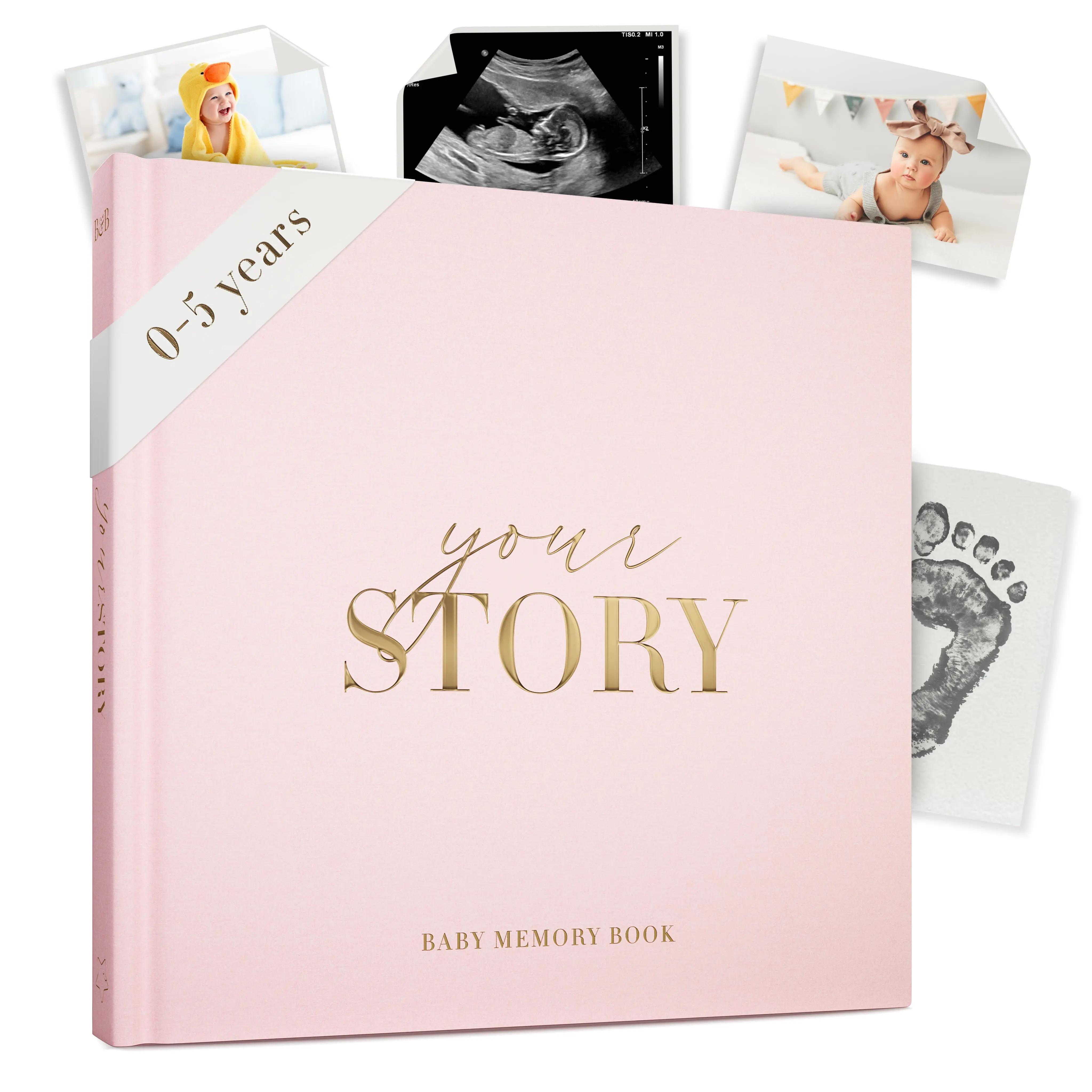 Pink Baby Memory Book & Photo Album - 132pg Baby Book & Scrapbook for New Mums - For Baby Girls & Boys