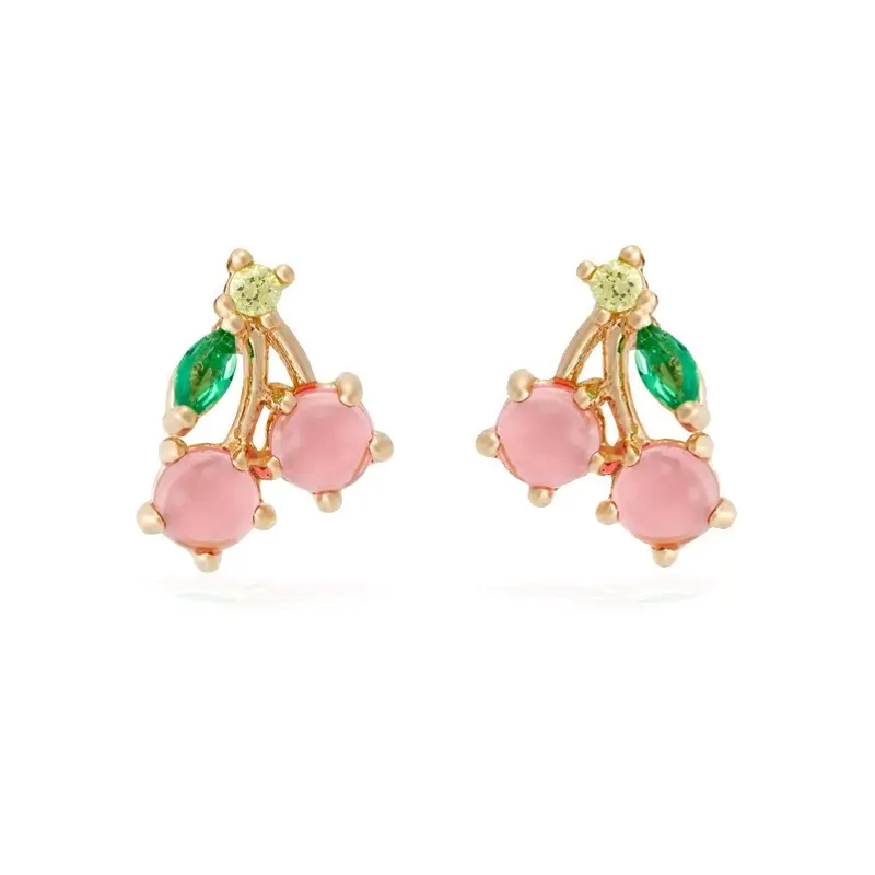 18K Gold Cherry Fruit Stud Earrings by Aura Studio